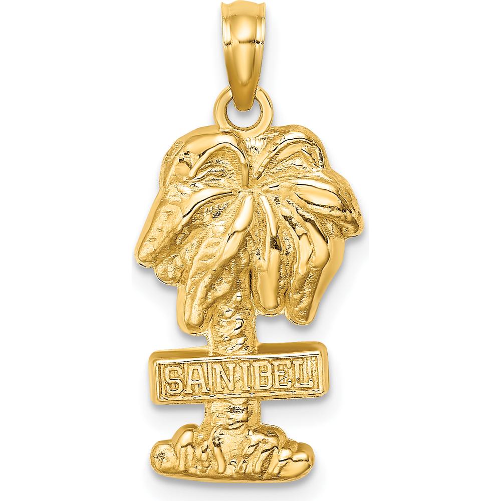 14K Yellow Gold Sanibel Palm Tree Charm Pendant - 24.8mm by Oro Pregiato