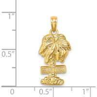14K Yellow Gold Sanibel Palm Tree Charm Pendant - 24.8mm by Oro Pregiato