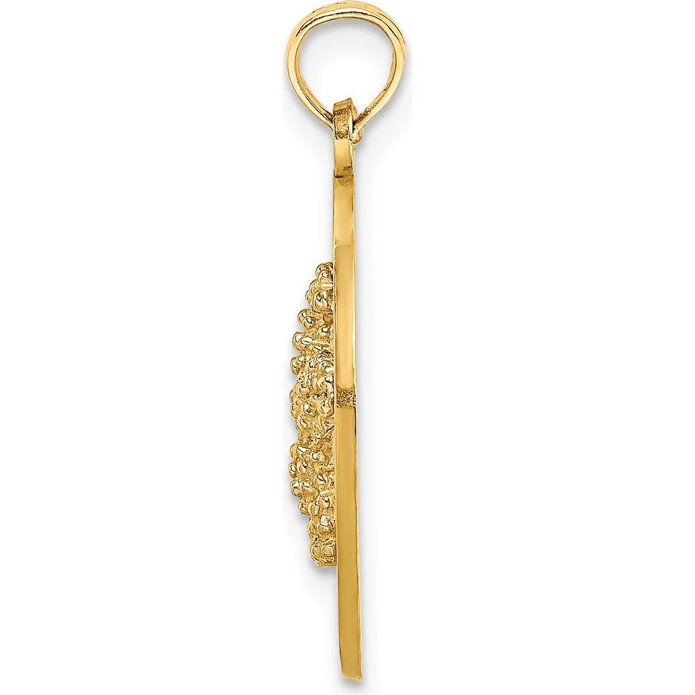 14K Yellow Gold Sanibel Round Pendant with Textured Starfish by Oro Pregiato