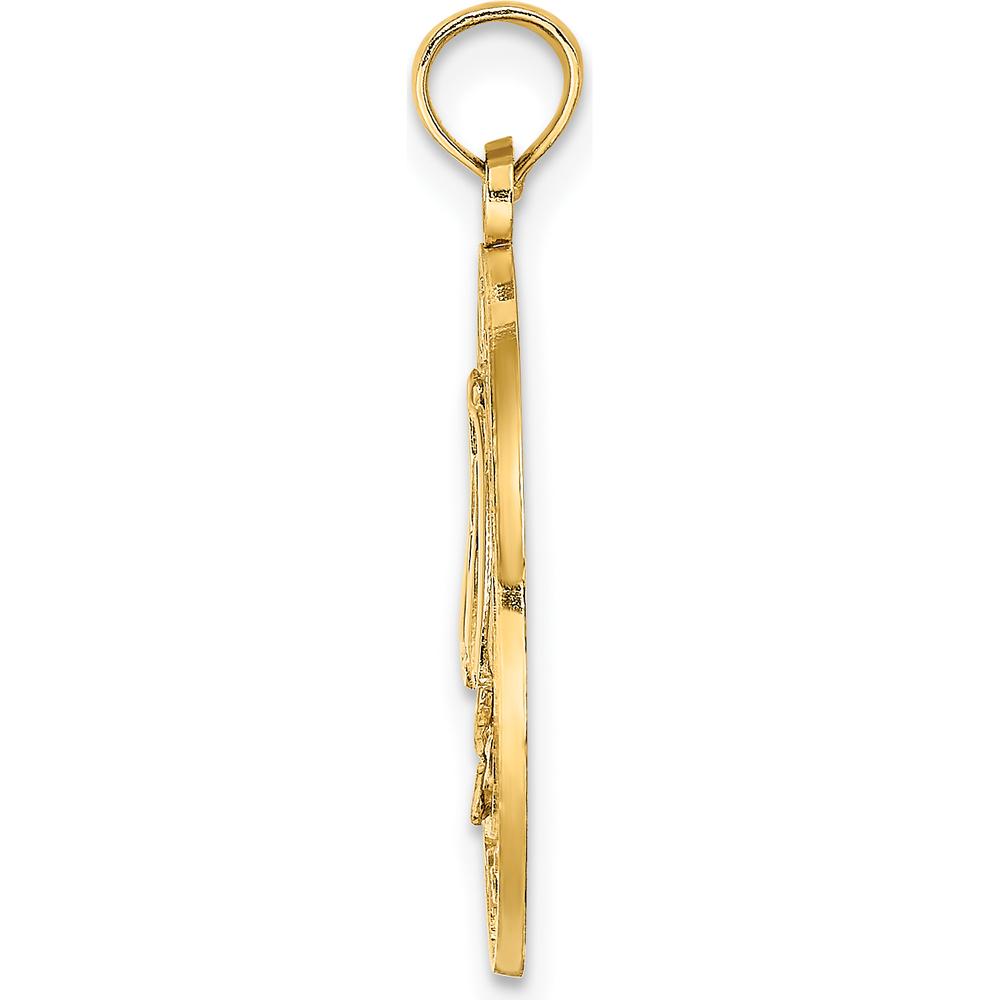 14K Yellow Gold Sanibel Sailboat Circle Pendant by Oro Pregiato