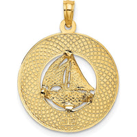 14K Yellow Gold Sanibel Sailboat Circle Pendant by Oro Pregiato