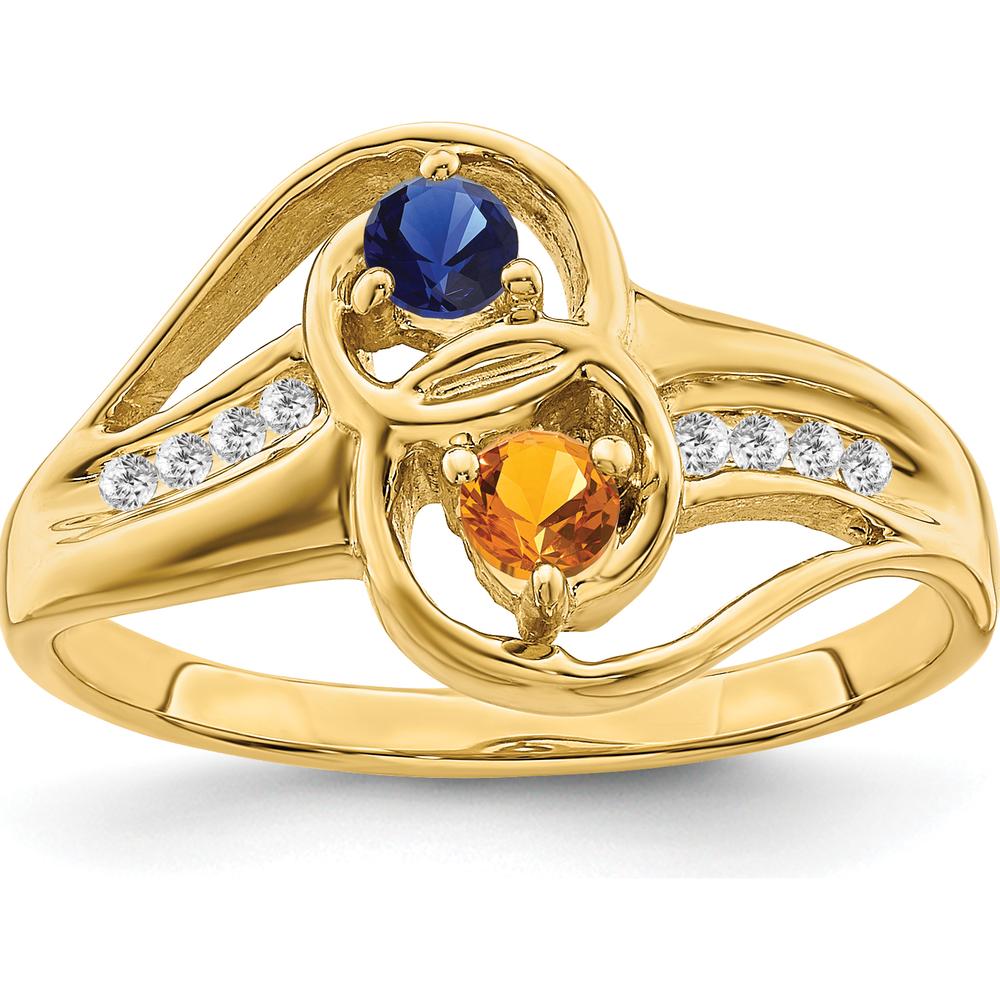 14K Yellow Gold Sapphire and Citrine Family Ring with Diamond Accents by Monteluci Fine Jewelry