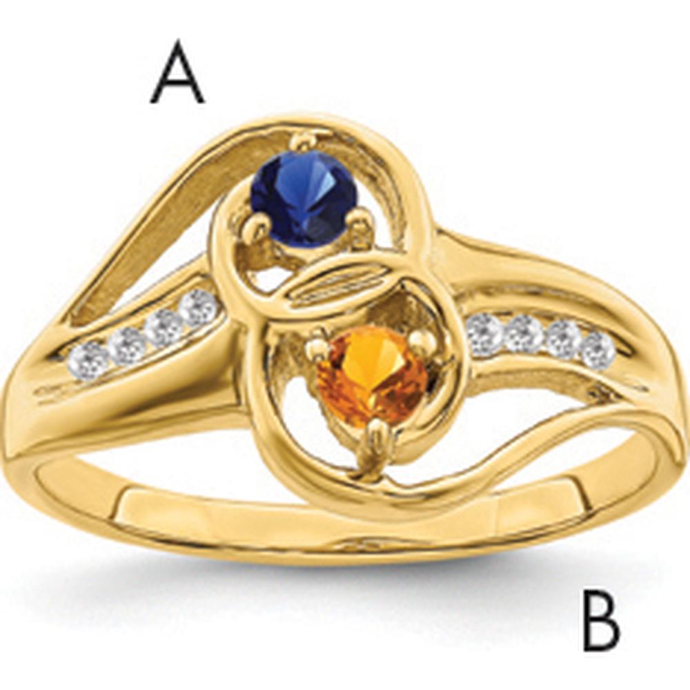 14K Yellow Gold Sapphire and Citrine Family Ring with Diamond Accents by Monteluci Fine Jewelry