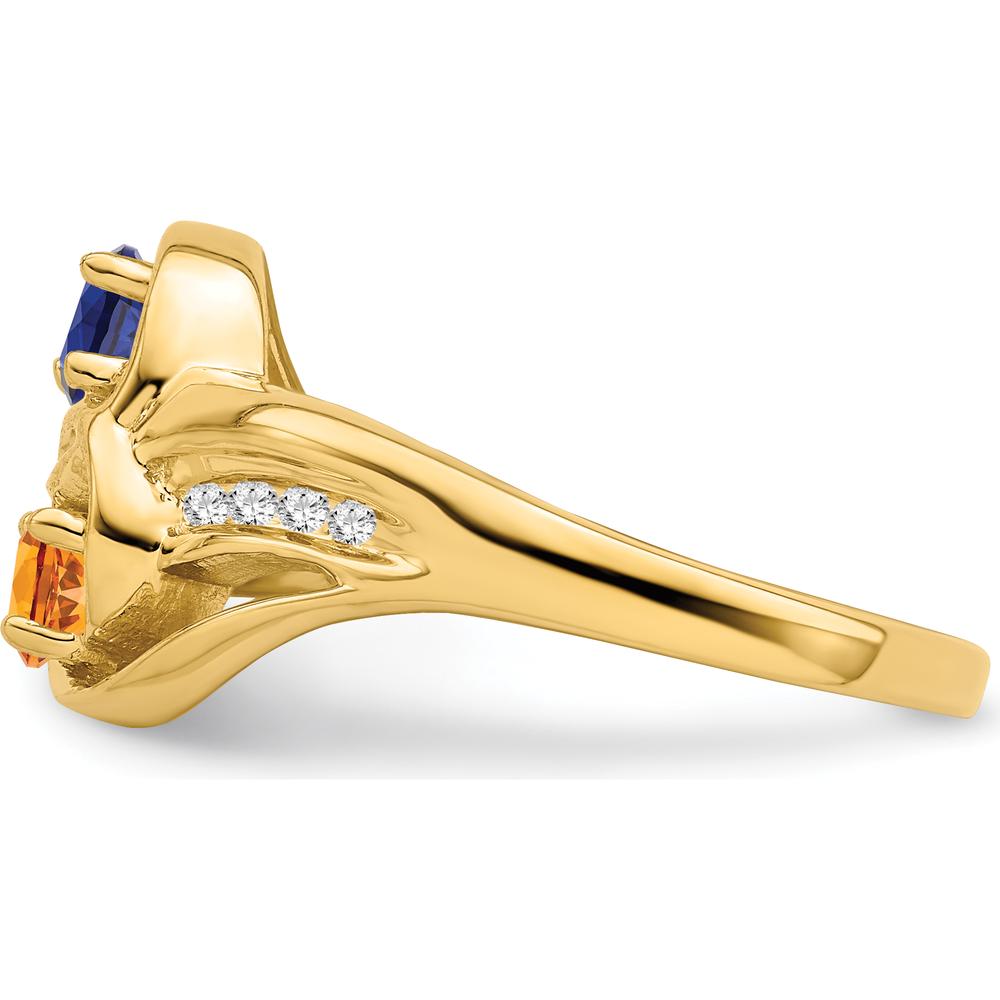 14K Yellow Gold Sapphire and Citrine Family Ring with Diamond Accents by Monteluci Fine Jewelry