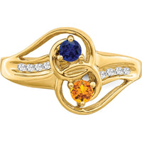 14K Yellow Gold Sapphire and Citrine Family Ring with Diamond Accents by Monteluci Fine Jewelry