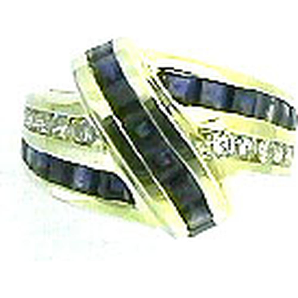 14K Yellow Gold Sapphire & Diamond Band Ring - 2.71 Carats Total Gem Weight