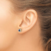 14K Yellow Gold Sapphire and Diamond Button Earrings - 0.50 Carats Total Sapphire Weight, 0.08 Carats Total Diamond Weight by Monteluci Fine Jewelry