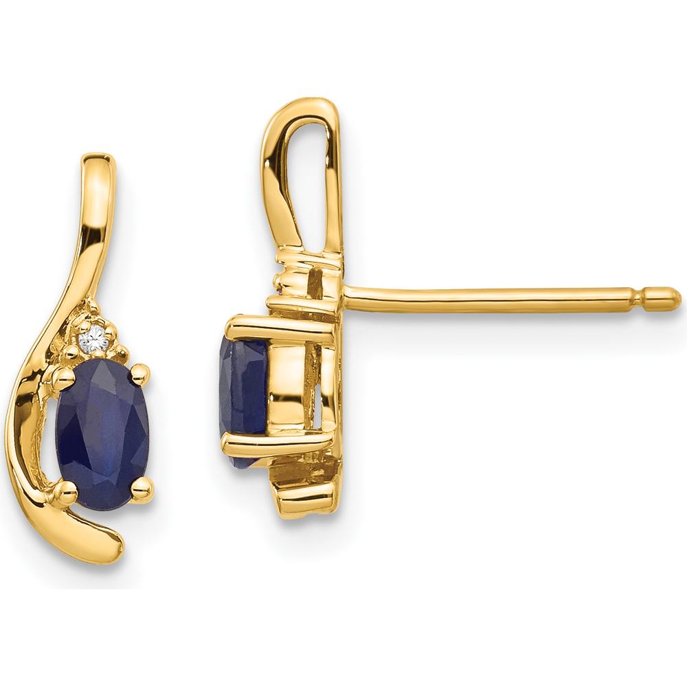14K Yellow Gold Sapphire and Diamond Drop Earrings - 0.586 Carat Total Sapphire Weight by Oro Pregiato