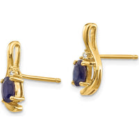 14K Yellow Gold Sapphire and Diamond Drop Earrings - 0.586 Carat Total Sapphire Weight by Oro Pregiato