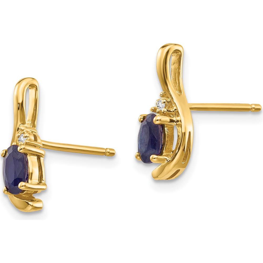 14K Yellow Gold Sapphire and Diamond Drop Earrings - 0.586 Carat Total Sapphire Weight by Oro Pregiato