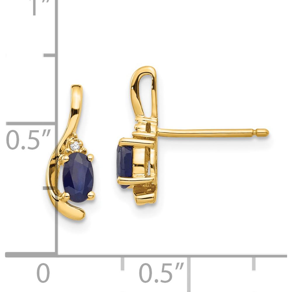 14K Yellow Gold Sapphire and Diamond Drop Earrings - 0.586 Carat Total Sapphire Weight by Oro Pregiato