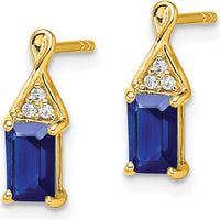 14K Yellow Gold Sapphire and Diamond Drop Earrings - 1.0 Carat Total Sapphire Weight, 0.036 Carat Total Diamond Weight by Monteluci Fine Jewelry