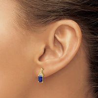 14K Yellow Gold Sapphire and Diamond Drop Earrings - 1.0 Carat Total Sapphire Weight, 0.036 Carat Total Diamond Weight by Monteluci Fine Jewelry