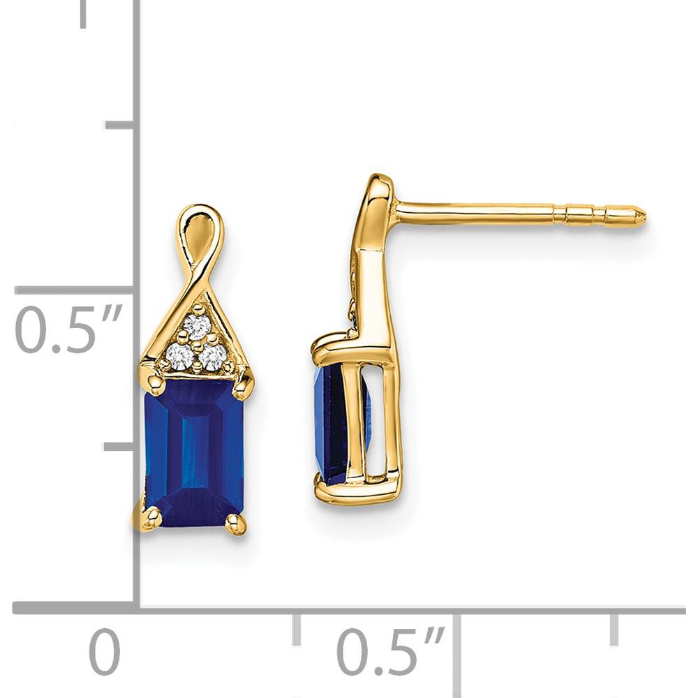 14K Yellow Gold Sapphire and Diamond Drop Earrings - 1.0 Carat Total Sapphire Weight, 0.036 Carat Total Diamond Weight by Monteluci Fine Jewelry