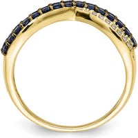 14K Yellow Gold Sapphire and Diamond Gemstone Ring with Round Sapphires and Diamonds - 0.95 Carat Total Gemstone Weight by 0