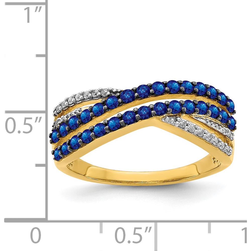 14K Yellow Gold Sapphire and Diamond Gemstone Ring with Round Sapphires and Diamonds - 0.95 Carat Total Gemstone Weight by 0