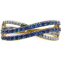 14K Yellow Gold Sapphire and Diamond Gemstone Ring with Round Sapphires and Diamonds - 0.95 Carat Total Gemstone Weight by 0