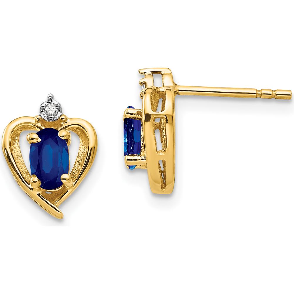 14K Yellow Gold Sapphire and Diamond Heart Earrings - 0.293 Carat Sapphire, 0.005 Carat Diamond Total Weight by Oro Pregiato