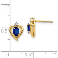 14K Yellow Gold Sapphire and Diamond Heart Earrings - 0.293 Carat Sapphire, 0.005 Carat Diamond Total Weight by Oro Pregiato