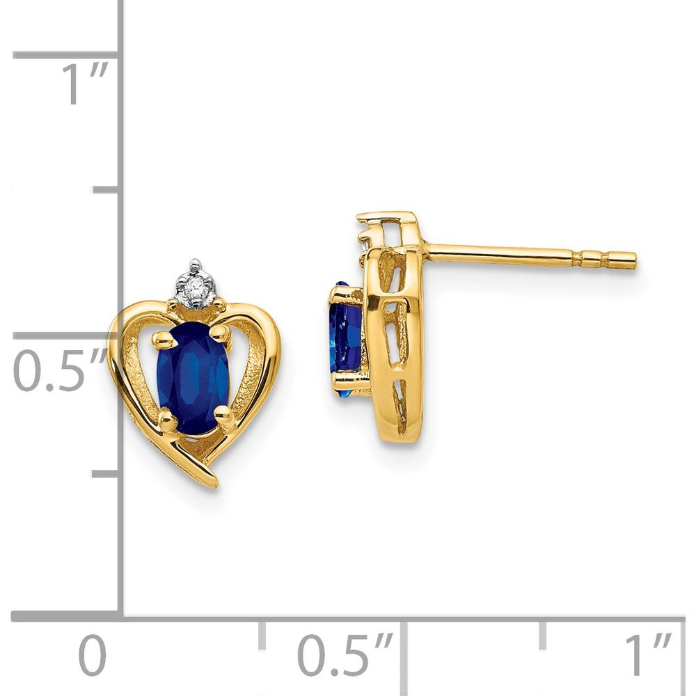 14K Yellow Gold Sapphire and Diamond Heart Earrings - 0.293 Carat Sapphire, 0.005 Carat Diamond Total Weight by Oro Pregiato