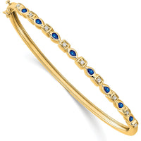 14K Yellow Gold Sapphire and Diamond Hinged Bangle Bracelet - 0.13 Carats Sapphire, 0.12 Carats Diamond by Monteluci Fine Jewelry