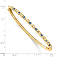 14K Yellow Gold Sapphire and Diamond Hinged Bangle Bracelet - 0.13 Carats Sapphire, 0.12 Carats Diamond by Monteluci Fine Jewelry