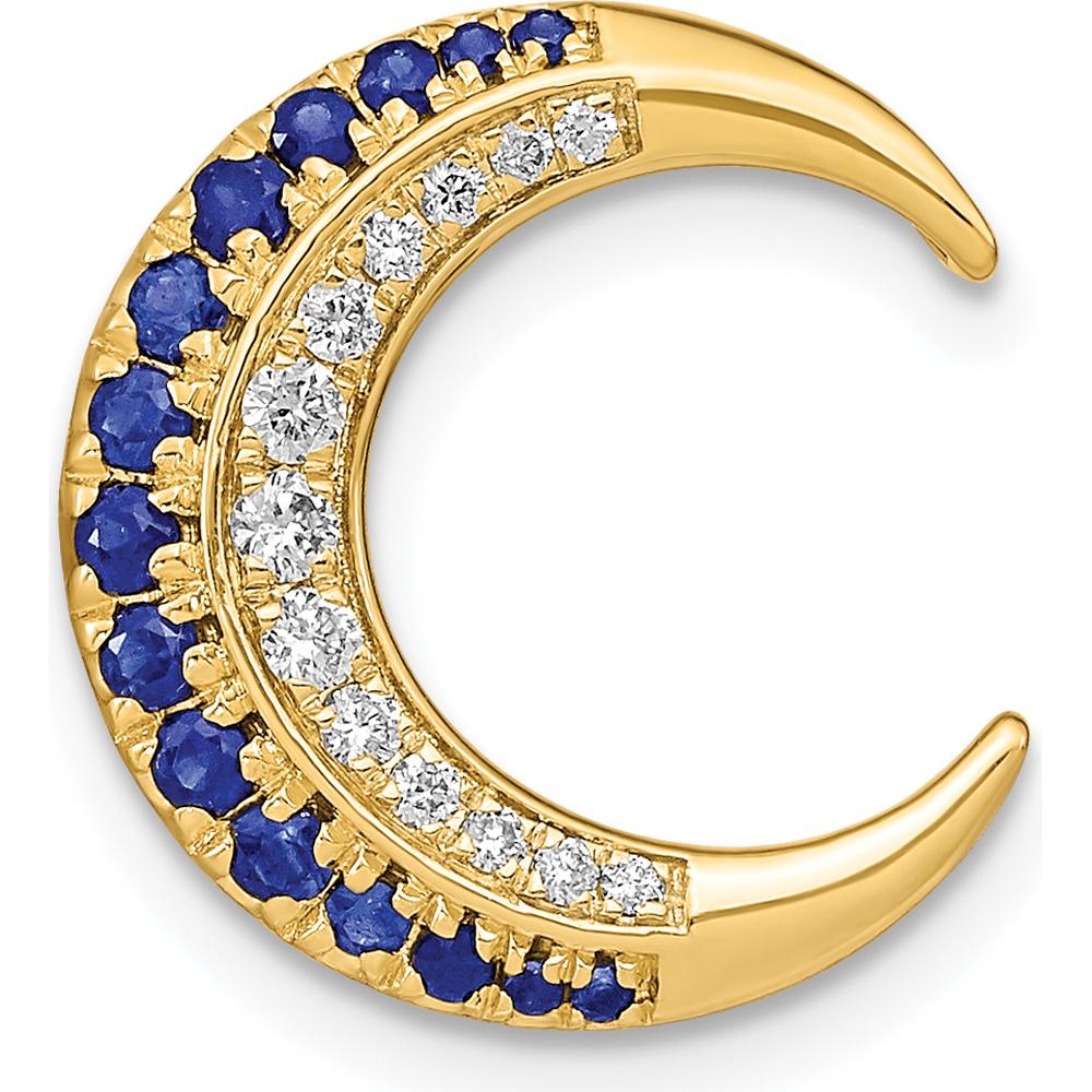 14K Yellow Gold Sapphire and Diamond Moon Chain Slide Pendant by Lumare Gioia