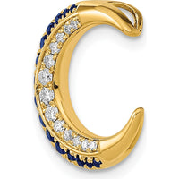 14K Yellow Gold Sapphire and Diamond Moon Chain Slide Pendant by Lumare Gioia