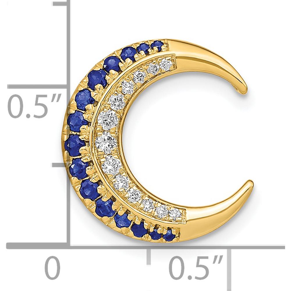 14K Yellow Gold Sapphire and Diamond Moon Chain Slide Pendant by Lumare Gioia