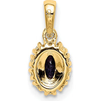 14K Yellow Gold Sapphire and Diamond Oval Halo Pendant - 0.35 Carat Sapphire, 0.10 Carat Diamond Weight by Lumare Gioia