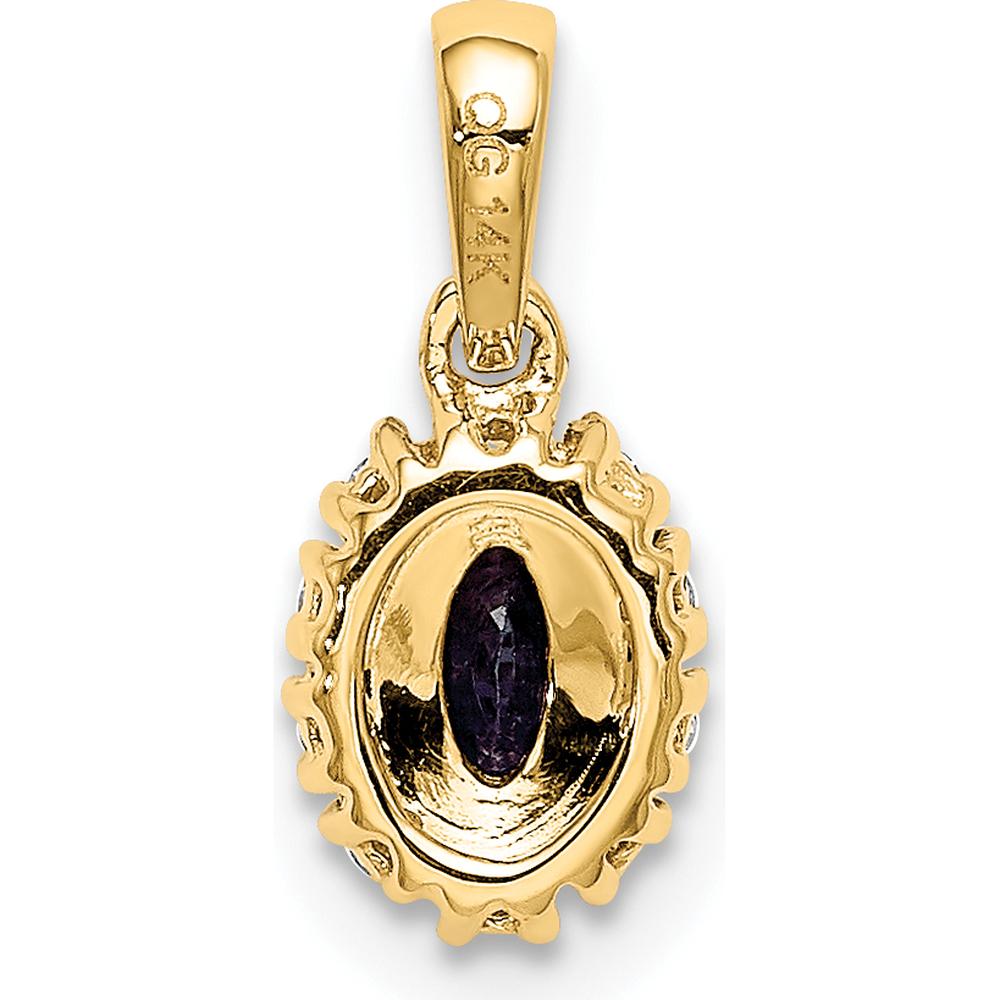 14K Yellow Gold Sapphire and Diamond Oval Halo Pendant - 0.35 Carat Sapphire, 0.10 Carat Diamond Weight by Lumare Gioia