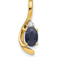 14K Yellow Gold Sapphire and Diamond Pendant with Oval Sapphire - 0.6 Carat Sapphire Weight, 0.007 Carat Diamond Weight by Oro Pregiato