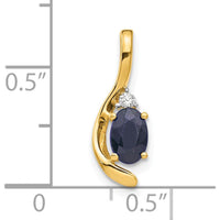 14K Yellow Gold Sapphire and Diamond Pendant with Oval Sapphire - 0.6 Carat Sapphire Weight, 0.007 Carat Diamond Weight by Oro Pregiato