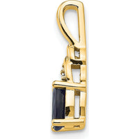 14K Yellow Gold Sapphire and Diamond Pendant with Oval Sapphire - 0.60 Carat Total Sapphire Weight by Oro Pregiato