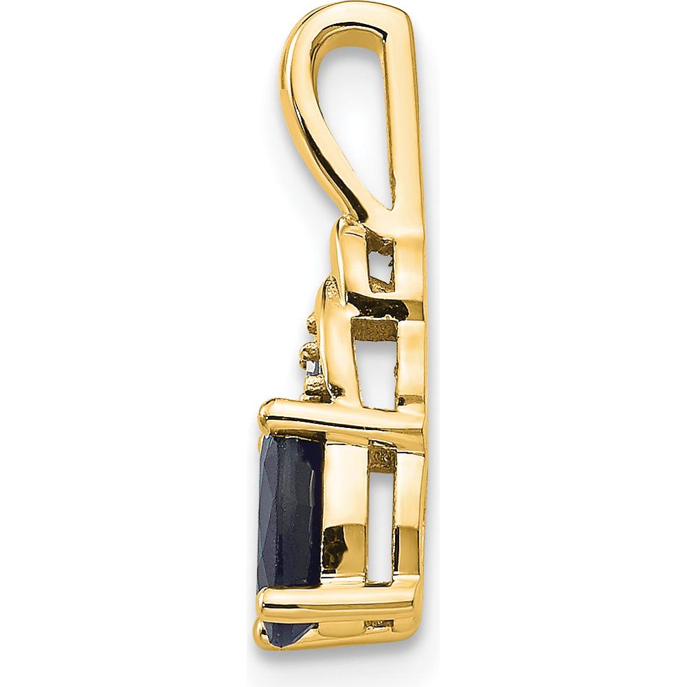 14K Yellow Gold Sapphire and Diamond Pendant with Oval Sapphire - 0.60 Carat Total Sapphire Weight by Oro Pregiato