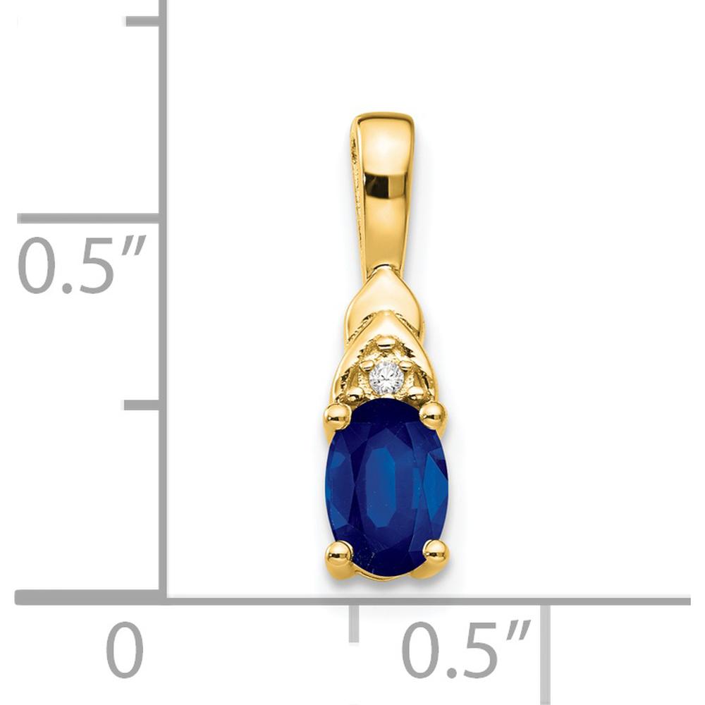 14K Yellow Gold Sapphire and Diamond Pendant with Oval Sapphire - 0.60 Carat Total Sapphire Weight by Oro Pregiato