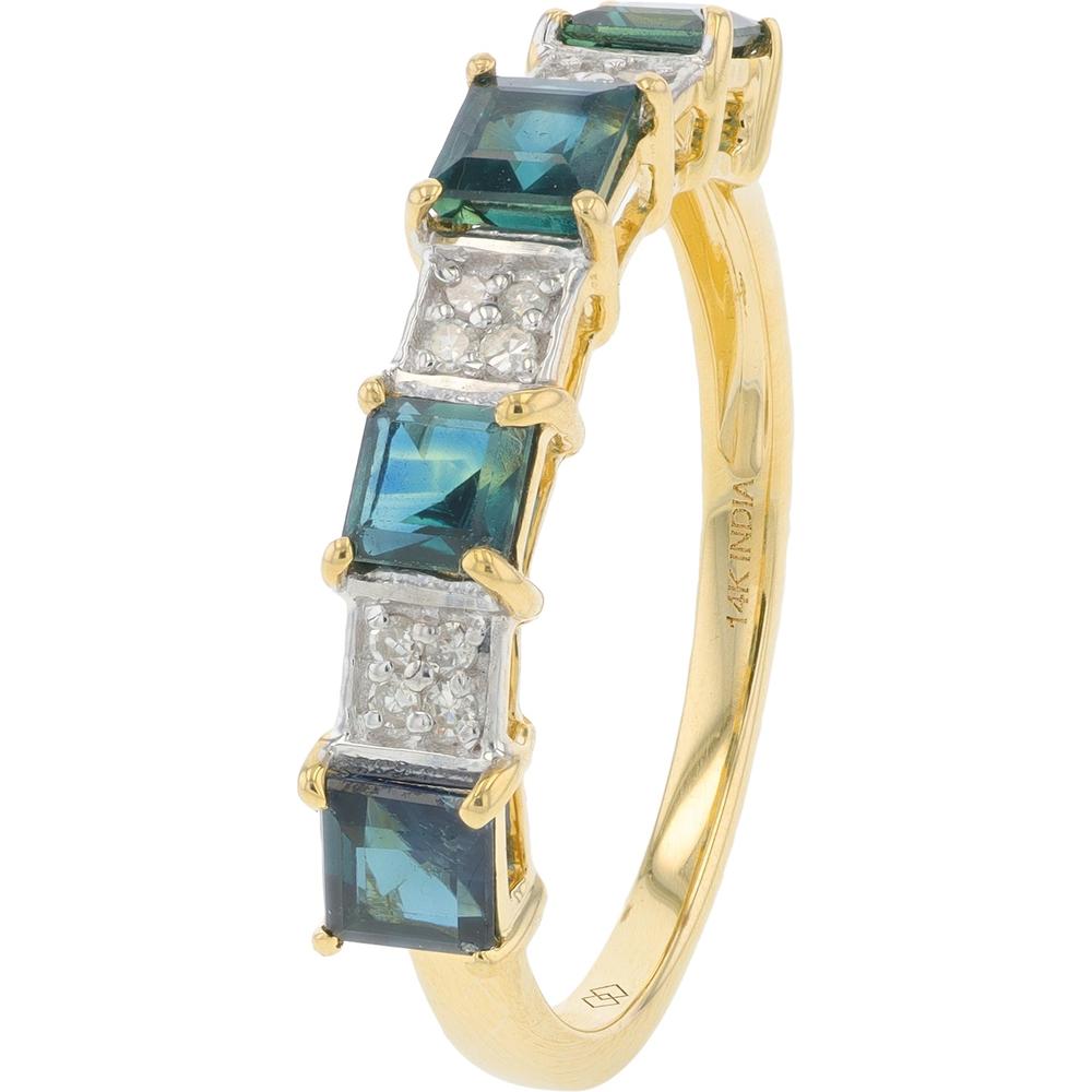 14K Yellow Gold Sapphire and Diamond Ring - 1.28 Carat Sapphire, 0.06 Carat Diamond Total Weight