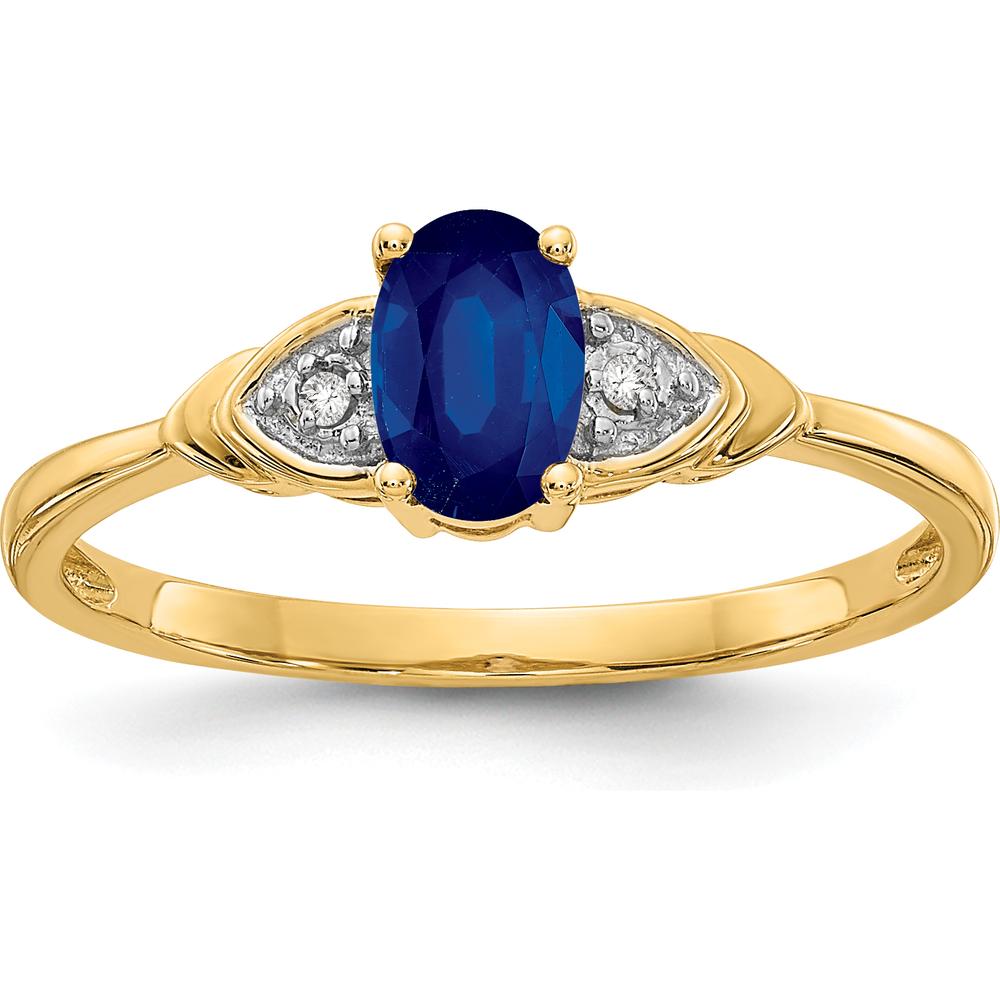 14K Yellow Gold Sapphire and Diamond Ring with Oval Sapphire and Round Diamonds - 0.6 Carat Sapphire and 0.01 Carat Diamond Total Weight by Oro Pregiato