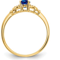 14K Yellow Gold Sapphire and Diamond Ring with Oval Sapphire and Round Diamonds - 0.6 Carat Sapphire and 0.01 Carat Diamond Total Weight by Oro Pregiato
