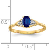 14K Yellow Gold Sapphire and Diamond Ring with Oval Sapphire and Round Diamonds - 0.6 Carat Sapphire and 0.01 Carat Diamond Total Weight by Oro Pregiato