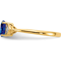 14K Yellow Gold Sapphire and Diamond Ring with Oval Sapphire and Round Diamonds - 0.6 Carat Sapphire and 0.01 Carat Diamond Total Weight by Oro Pregiato