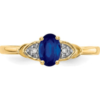 14K Yellow Gold Sapphire and Diamond Ring with Oval Sapphire and Round Diamonds - 0.6 Carat Sapphire and 0.01 Carat Diamond Total Weight by Oro Pregiato