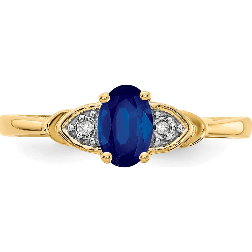 14K Yellow Gold Sapphire and Diamond Ring with Oval Sapphire and Round Diamonds - 0.6 Carat Sapphire and 0.01 Carat Diamond Total Weight by Oro Pregiato