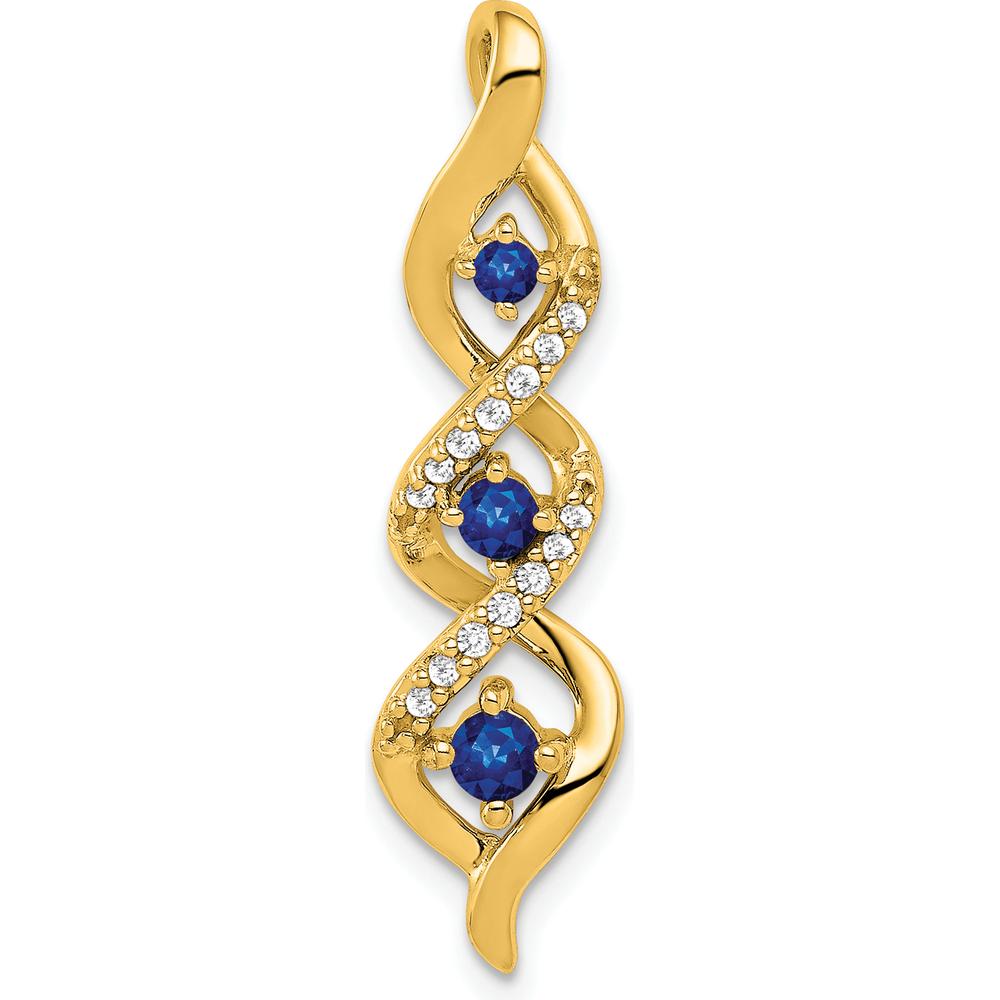 14K Yellow Gold Sapphire and Diamond Twisted 3-Stone Pendant - 0.26 Carat Total Sapphire Weight, 0.11 Carat Total Diamond Weight by Lumare Gioia
