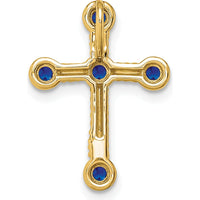 14K Yellow Gold Sapphire Cross Pendant Slide with 5 Round Sapphires - 0.29 Carat Total Gem Weight by Lumare Gioia
