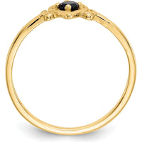 14K Yellow Gold Sapphire Heart Birthstone Ring - 0.17 Carat Round Sapphire by Oro Pregiato