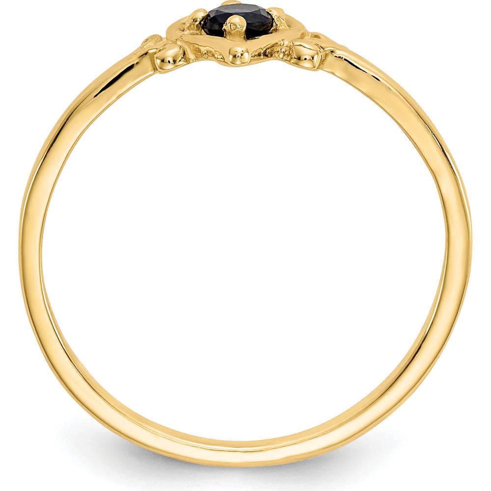 14K Yellow Gold Sapphire Heart Birthstone Ring - 0.17 Carat Round Sapphire by Oro Pregiato