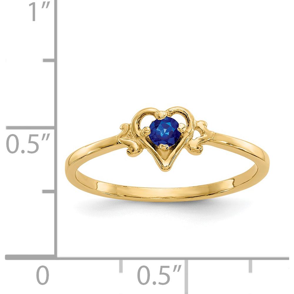 14K Yellow Gold Sapphire Heart Birthstone Ring - 0.17 Carat Round Sapphire by Oro Pregiato