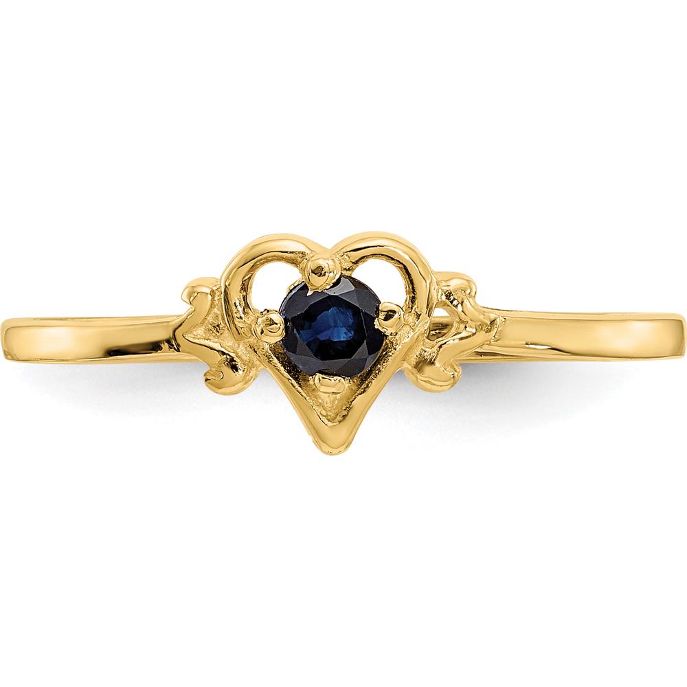 14K Yellow Gold Sapphire Heart Birthstone Ring - 0.17 Carat Round Sapphire by Oro Pregiato