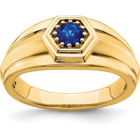 14K Yellow Gold Sapphire Men's Ring - 0.33 Carat Round Sapphire by 0